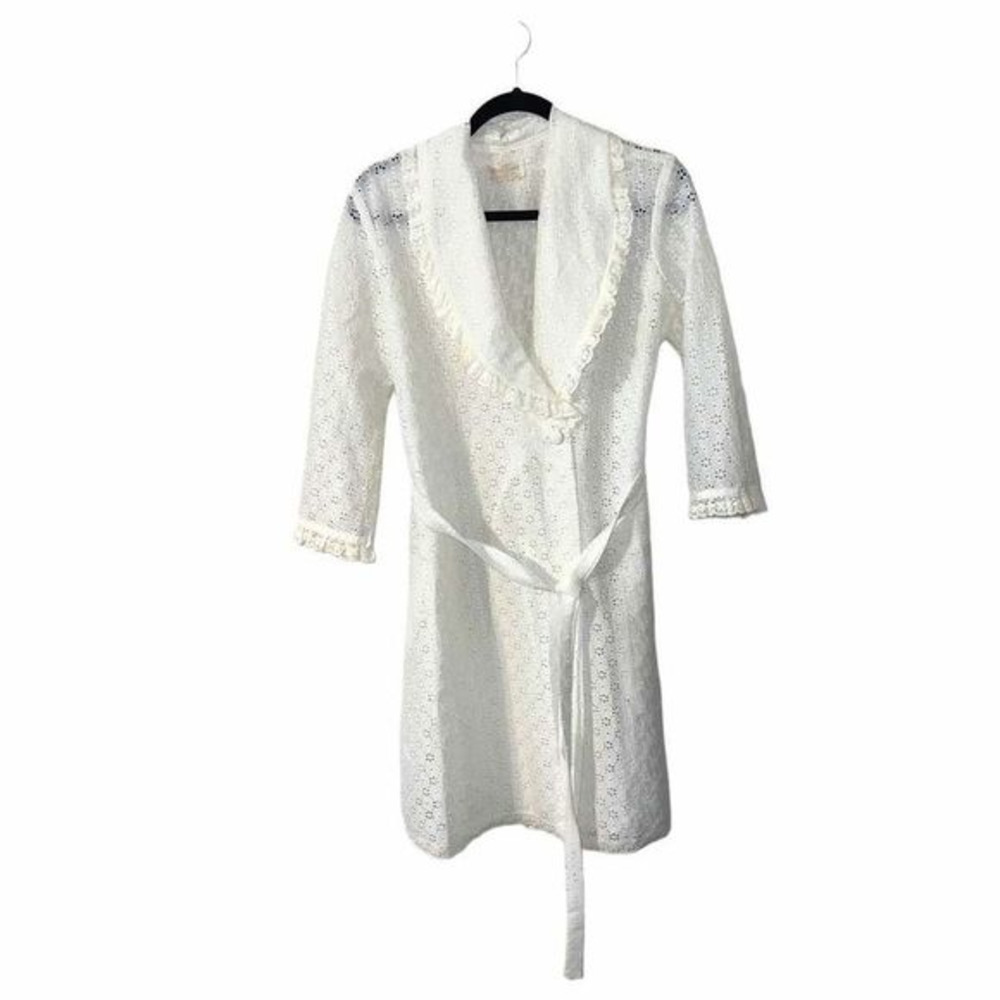 Vintage Miss Elaine 50s/60s white eyelet lace house robe - Picture 1 of 11
